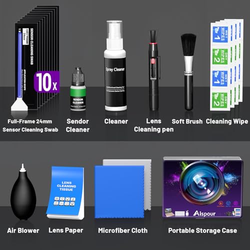Camera Lens Cleaning Kit with Pro 10x Sensor Swabs, Sensor Cleaner, Compatible with Canon, Nikon, Sony mirrorless DSLR Camera (Enhanced Version) - size: Enhanced Version