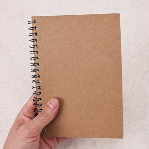 EOOUT 2 Pack Blank Spiral Notebooks B6 Sketchbooks, 140 Pages / 70 Sheets, Unlined Journals 5 x 7in 100GSM for Drawing, Art, Students, Office (Kraft) - color: Kraft
