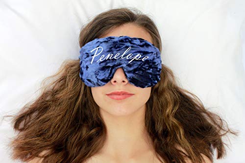 Custom Embroidered Handmade Sleep Eye Mask Pillow - Flax Seed or Poly Fill - Lavender or Unscented - Crushed Velvet