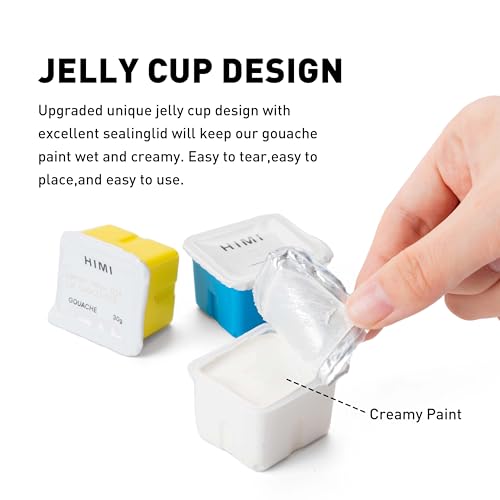 HIMI Gouache Paint Jelly Cup Refill, 4 Pack 30g, Single Color Paint for Artists & Hobby Painters, Unique Design In Jelly Cup Rich Pigment, Non Fading Art Supplies for Canvas and Paper Painting(WHITE) - color: WHITE