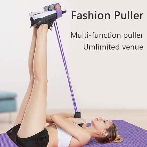 Multifunction Tension Rope, 6-Tube Elastic Yoga Pedal Puller Resistance Band, Natural Latex Tension Rope Fitness Equipment, for Abdomen/Waist/Arm/Leg Stretching Slimming Training