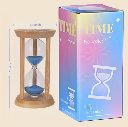 100% Bamboo Sand Timer Colorful Hourglass Wooden Sandglass reloj de Arena Mini 25Min Sand Clock for Toothbrush Games Classroom Home Office Cooking(Blue+25Min) - color: Blue, size: 25Min