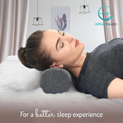 AllSett Health Round Cervical Roll Cylinder Bolster Pillow with Removable Washable Cover, Ergonomically Designed for Head, Neck, Back, and Legs, Grey | 13"X 5" - style: 13x5 Inch, Soft, Grey