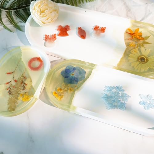 5 Pcs Oval Tray Resin Molds Set - 12'', 10'', 9'', 7'', 5.7'' Oval Tray Molds for Epoxy Resin, Jewelry Holder, Concrete, Gypsum - color: 5 pcs Oval Tray Resin Molds