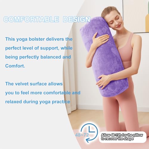 Yoga Bolster Pillow for Restorative & Yin Yoga, Meditation Cushion - color: Purple