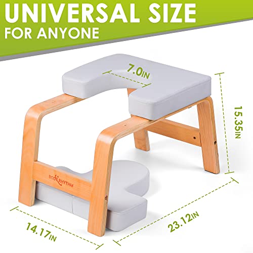 BODY RHYTHM Yoga Headstand Bench, Yoga Inversion Chair, Headstand Trainer for Relieve Stress, Improve Sleep & Digestion and Strength Training, Ideal for Home Workout, Fitness and Gym - color: Classic White