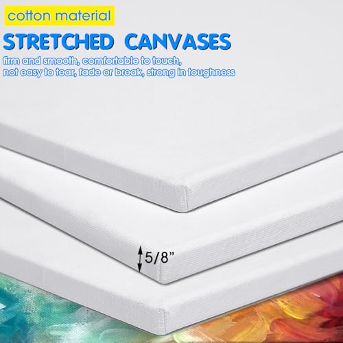 Sherr 6 Pcs 36 x 24 Inch Large Canvas for Painting Cotton Stretched Canvas Blank White Canvases Triple Primed Painting Profile Blank for Watercolor Acrylics Oil - size: 36 x 24 Inch