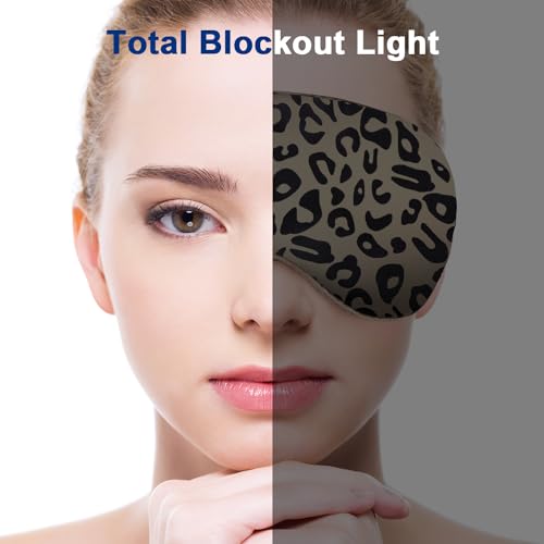 Sleep mask w/Cooling Gel Eye Mask, 2Packs Heated Eye Mask for Sleeping, Reusable Ice Silk Blackout Eye Cover Sleeping Mask for Travel, Home, Office, Yoga, Stocking Stuffers (Zebra+Leopard) - color: White & Brown