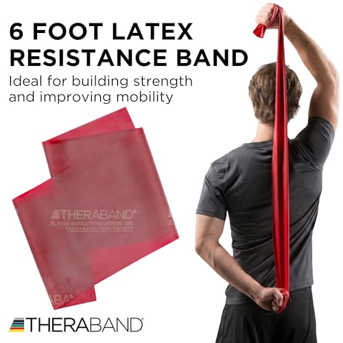 THERABAND Resistance Band, Exercise Workout, Physical Therapy, Red, 6 Ft - color: Red - Medium, size: 1 Count