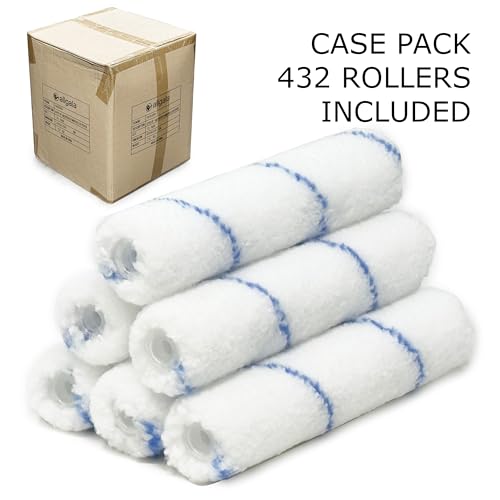 Allgala 6" Mini 3/8" Nap Shedless Microfiber Paint Roller Cover for Door Trim Furniture Cabinets - 432 Pack Case Lot - TH10380 - size: 6" Micro (Pack of 432)