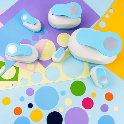 6PCS Circle Paper Punch, Handmade Scrapbook Paper Puncher, 6 Size (0.3"+ 0.6"+ 1" +1.5"+2"+3") of Scrapbooking Punches Crafting Designs for Office Supplies, Card Making, DIY Albums Photos - color: 0.3"+ 0.6"+ 1" +1.5"+2"+3"