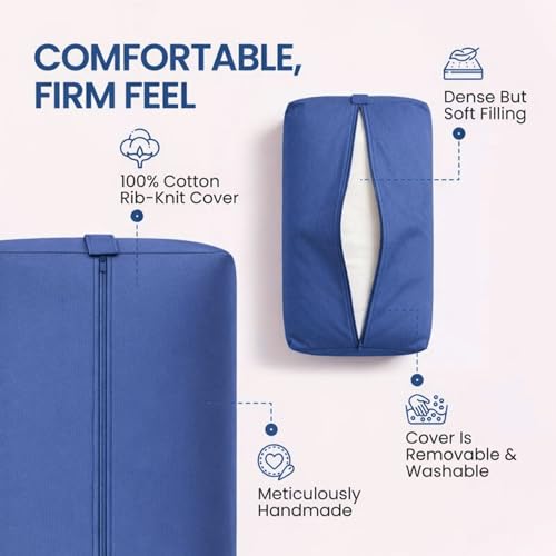 Rectangular Cotton Yoga Bolster, Yoga Pillow, Yoga Cushion, Yin yoga Bolster, Iyengar yoga bolster - color: Blue