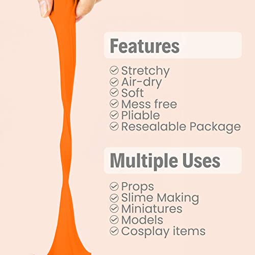 BOHS Orange Modeling Foam Clay - 1.1 Lbs, Squishy,Soft, Air Dry -for Flower Mirror,Cosplay,Fake Bake, Slime Supplies-500g (Pack of 3) - color: Orange, size: 500 g (Pack of 3)