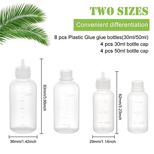 BENECREAT 8PCS Multi Purpose DIY Precision Tip Applicator Bottles 1/1.7 Ounce Needle Tip Glue Bottles with 8 Caps and 18 Tips for DIY Quilling, Craft Art Project, Glue, Oiler Bottle - color: 8 Bottles & 18 Tips, size: 1.7 Ounce