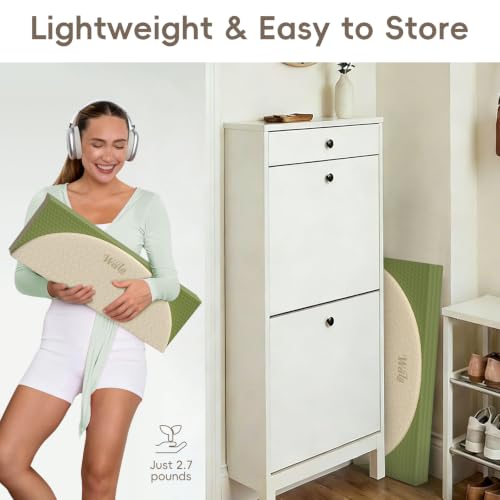 WeiLa Foldable Yoga Mat,10mm Extra Thick,Extra Long (75"x26") for Women&Men - color: Cream & Matcha Green