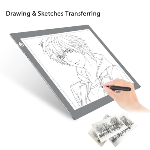 LitEnergy Portable A4 LED Copy Board Light Tracing Box, Silver Ultra-Thin Adjustable USB Power Artcraft LED Trace Light Pad for Tattoo Drawing, Streaming, Sketching, Animation, Stenciling - color: SILVER, size: 01 - A4