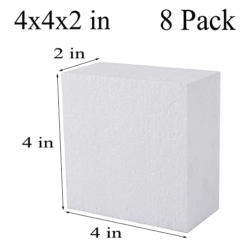 AMZQNART 8pcs 4x4x2in Craft Foam Blocks White for DIY Crafting and Model | Polystyrene Foam Blocks, Art Sculpting, Flower Arrangements, Sculpture, Modeling, School and Home DIY - size: 4×4×2in-8pcs