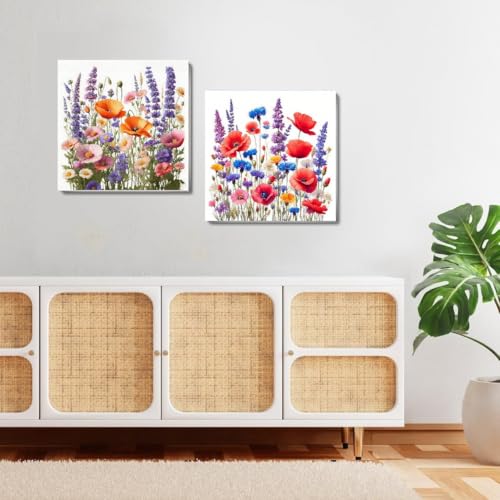 TCDZMYGS 2 Pack Flowers Paint by Numbers Kit for Adults Beginner,Easy Paint by Number Kits Without Frame,DIY Acrylic Oil Painting by Numbers for Home Wall Decor 12 x 12 inch - color: paint by number-1009-1