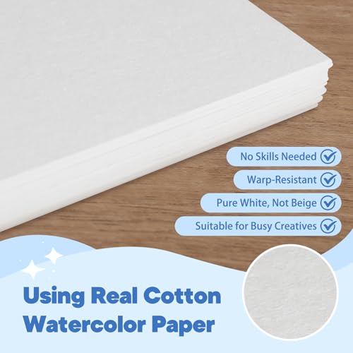 Teswarha Watercolor Workbook Using Thick Real Cotton Watercolor Paper for Adults Teens Spiral Bound 300GSM Art Paper 12 Sheets Flowers 8.2 x 9.8in - color: Blue