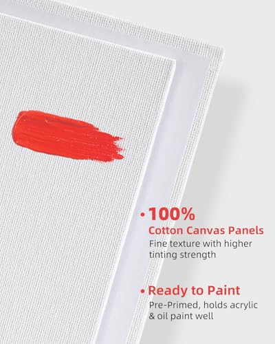 Simetufy 24 Pack 9x12 inch Flat Canvas Boards for Painting 8oz Gesso Primed | Acid-Free 100% Cotton Canvas Panels for Acrylics Oil Watercolor Tempera Paints - size: 9"x12"