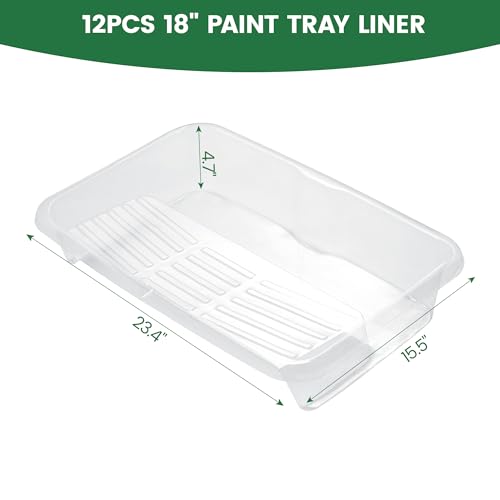 VOOMEY 18 Inch Paint Tray Liners, 12PCS Disposable Roller Tray Inserts | Disposable Liners Fit 18" Paint Trays for Easy Cleanup, Quick Color Changes and Efficient Painting Projects - size: 18 Inch Paint Tray Liners (12pcs)