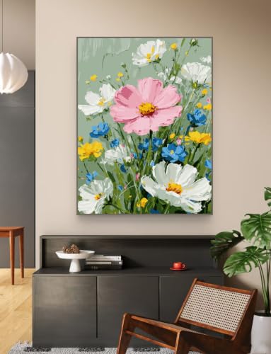 ZRIZQ Flowers Paint by Numbers Kit for Adults Beginner,Wildflowers,16x20 | Full set with wooden brushes,rolled canvas,rich paints.Calming activity.Beginner friendly.Just open and paint. - color: 16"X20"Rolled Canvas - Flowers