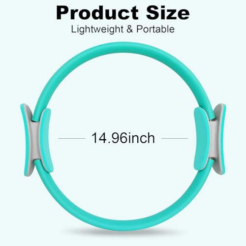 Pilates Ring 15 Inch Magic Circle Ring, Dual Padded Handles Pilates Rings Circle, Adjustable Yoga Ring - color: Green