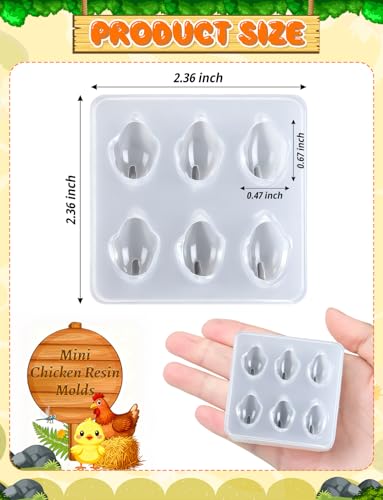 2 Pcs Mini Cute Chicken Figurines Silicone Mold | Micro Dollhouse Animal Epoxy Casting Mold Realistic Shapes for DIY Resin Art Fairy Garden Miniatures Landscape Crafts Decor - color: 2 Pcs Chicken White