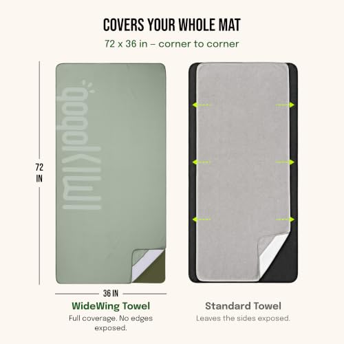 gogoKIWI Hot Yoga Mat Towel, 72 x 36 in, Corner Pockets, Sage Green | Doubles as a hot yoga towel and Pilates towel, soaks up sweat, soft microfiber resists pilling, matches your mat - color: Sage Green