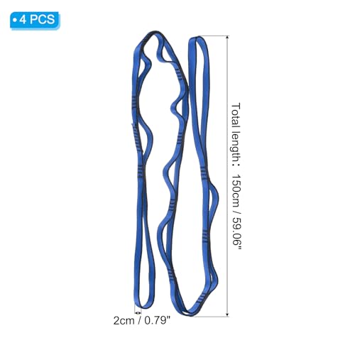 PATIKIL Daisy Chain Straps, Strong Climbing Strap Adjustable Nylon Chain Sling with Loops for Aerial Yoga Hammock Swing - color: Blue, size: 59 Inch