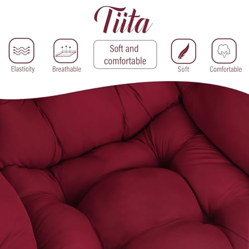Tiita Lazy Chair with Ottoman, Comfy Reading Accent Chair, Burgundy - color: Burgundy