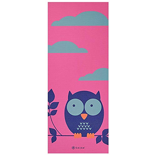 Gaiam Kids Printed Yoga Mat, Non-Toxic, Fun Design, 3mm - color: Owl