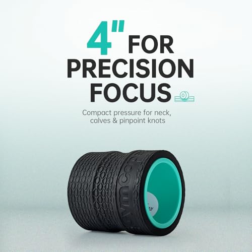 GymCope Back Roller Wheel, Spine-Safe Groove for Deep Stretch, 530 lbs | 1/2in sweat-resistant foam over ABS core, 4 sizes 4 to 12in plus 4-pack with 13in, yoga pilates home gym recovery, pvc free - color: Mint Green, size: 4 inches