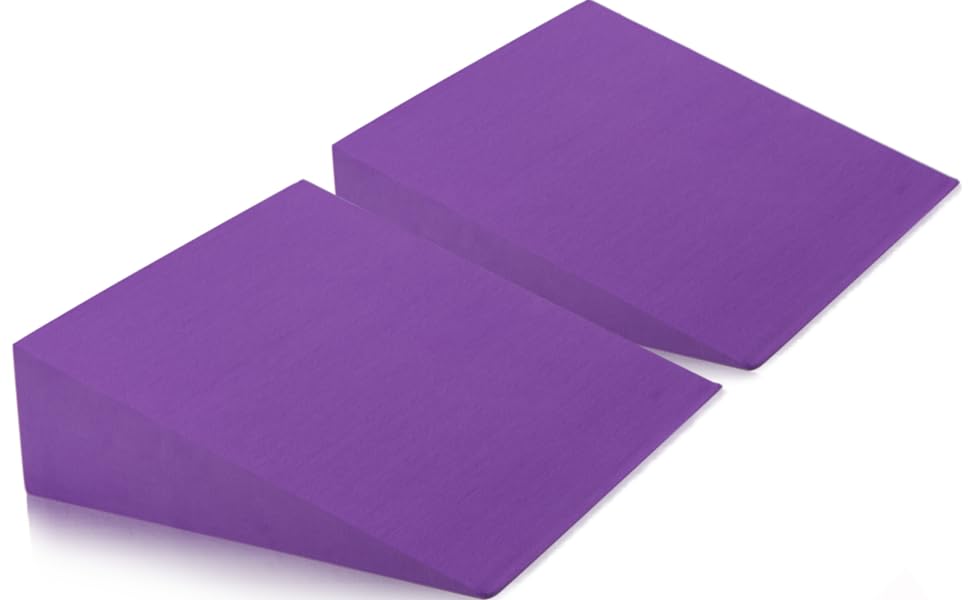 DEAYOU 2 Pack Yoga Foam Wedge, 13" EVA Foam Calf Stretch Slant Board for Lower Leg Strength Improve, Squat Wedge Incline Block for Workout, Exercise, Foot Heel Stretcher, Wrist Back Support (Purple)