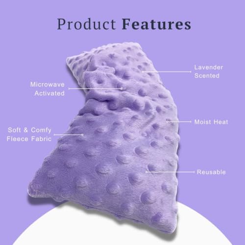 Mumu Wraps Heating Pad Microwavable - Lavender Scented Microwave Heating Pad for Pain Relief, Cramps, Muscle Ache, Joints, Neck, Shoulder, Back Pain, Warm Compress Moist Heat Pack (Lavender)