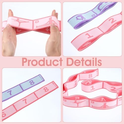 Multi-Loop Stretch Band - Yoga, Pilates, Ballet, and Physical Therapy Stretching Strap for Flexibility, Leg Stretching, and Exercise - Durable Stretching Equipment - color: Pink+Blue (8 Loops)