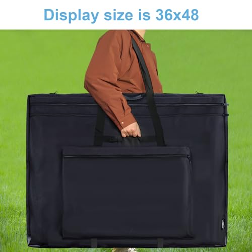 JJRING 36x48 Art Portfolio Tote Bag With Shoulder Strap, Black | Large Carrying Storage Case With Handle For Artwork, Posters, Canvas, And Drawing Boards - size: 36''*48''