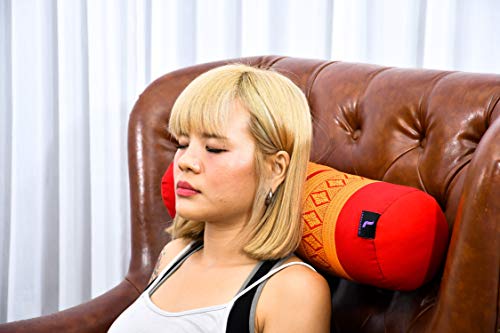 Leewadee Small Yoga Bolster – Shape-Retaining Cervical Neck Roll, Tube Pillow for Comfortable Reading, Kapok Filling, 22 x 6 x 6 inches - color: Sf02 - Orange