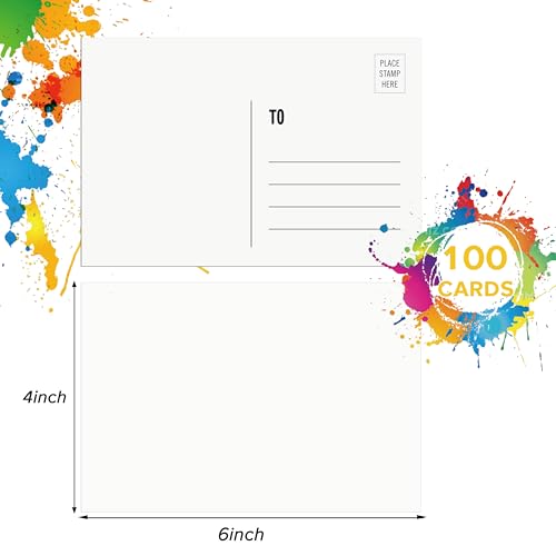 Blank Postcards for Mailing, 100 Pcs Blank Watercolor Paper Postcards 4x6, Mailable Postcards Set, Make Your Own Printable Watercolor Journal Cards for DIY Mailing Christmas Thanksgiving Painting