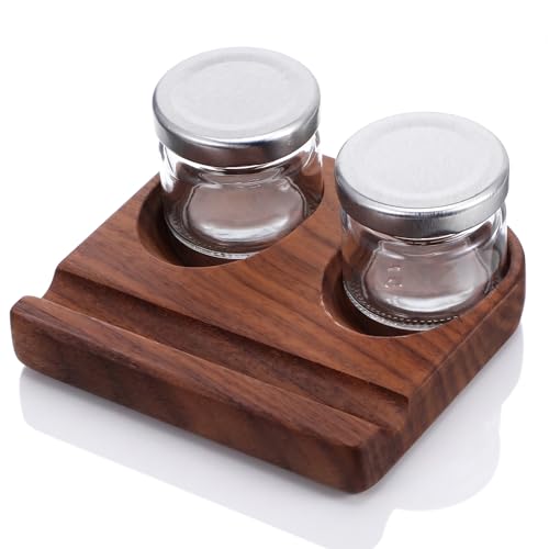 Wooden Tilting Inkwell with Two Glass Bottles, Kakimori Dip Pen Holder & Fountain Pen Stand Set for Calligraphy Writing Desk Organization (4.25"x3.86")