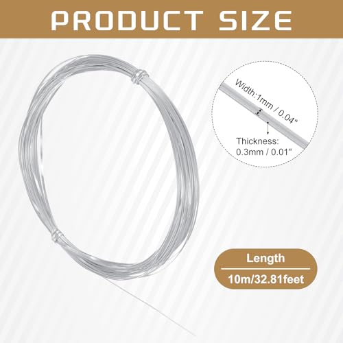 uxcell 1mm Aluminum Craft Flat Wire,33Ft 0.3mm Thickness Bendable Metal Floral Jewelry Beading Armature Wire for Sculpting Armature DIY Jewelry Making, Silver Tone - color: Silver Tone, size: 33Ft