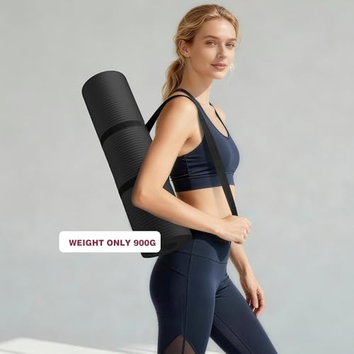 KEEP Extra Thick NBR Yoga Mat - color: Black, size: 72”x24”x10mm