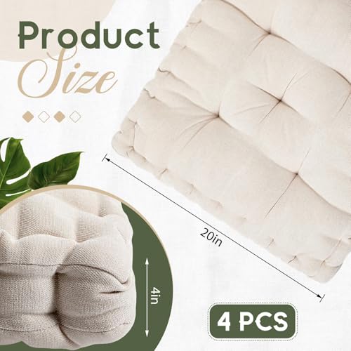 Jerify Ivory White 4 Pcs Large Floor Pillow Cushion,Square 20 x 20 | Round Square Flexible Seating Floor Meditation Pillow for Classroom Adult Picnic Party Learning Daycare School Reading Corner - color: Ivory White, size: Square 20 x 20
