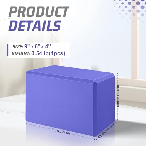 biguphate 2 Pack Yoga Blocks, 3"x6"x9" Beveled Edges Non-Slip, Yoga Bricks - color: 1 Pack-964-Slate Blue, size: 9x6x4IN