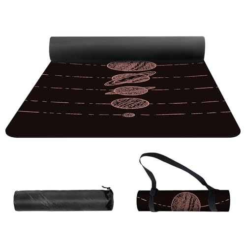 nuveti Yoga Mat Print Extra Thick TPE Non Slip Fitness Exercise Mat with Carrying Bag,72"x24" Extra Thick 6MM Exercise & Workout Mat for Yoga, Pilates Fitness and Floor Exercises - color: Planet