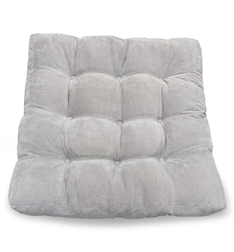 LANITI 24” Inch Extra Large Floor Cushions Tufted Floor Pillow for Adults Square Meditation Ultimate Comfort Oversized Pillows for Floor Cushion (Grey) - color: Light Grey