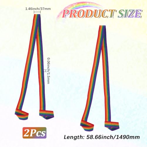 1 Box 2Pcs Adjustable Roller Skate Leash Rainbow Stripe Yoga Mat Transport Strap Sling Colorful Wide Holder Thick Straps Shoulder Polyester Carrier Set for Carrying Snowboard Boots Man Woman - size: 1.46 Inch, style: Jacquard