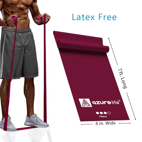 A AZURELIFE Professional Individual Exercise Resistance Bands, Single 5, 6,7 Ft or 8 Yards Elastic Bands, Non-Latex Stretch Bands for PT, Yoga, Pilates, Rehab, at-Home or The Gym Workouts - color: Purple - Heavy, size: 7 Feet