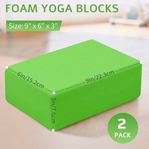 2 Pack Yoga Blocks, Lightweight 3x6x9in Yoga Bricks - color: 2PACK-Green