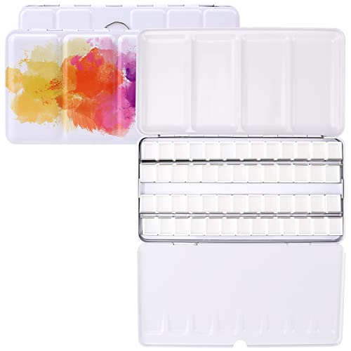 MYARTOOL Empty Watercolor Palette, Empty Watercolor Tin Palette Paint Case with 48 Watercolor Half Pans for DIY Travel Watercolor Palette, Sketching and Plein Air Painting - color: Colorful, size: 48 PCS Empty Half Pans